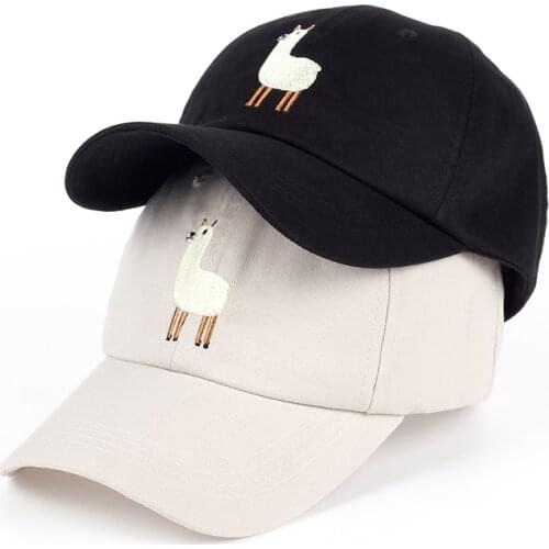 2017 new Unisex Alpaca Embroidery Adjustable Dad Hat men handsome Alpaca Baseball Cap women cute Black beige dad cap
