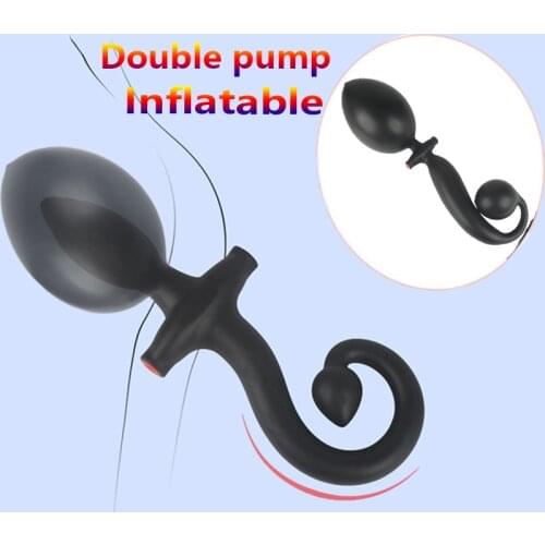 Double Head Large Inflatable Huge Big Anal Plug Dildo Pump Prostate Massager Anal Dilator Expandable Butt Plug Anal 18+ Sex Toys