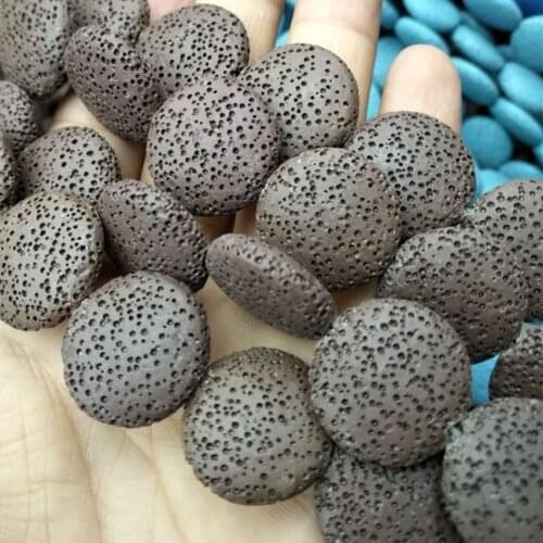 19pcs natural lava stone coin shape for necklace making accessories size 22pcs loose stone beads diy jewelry finding only china