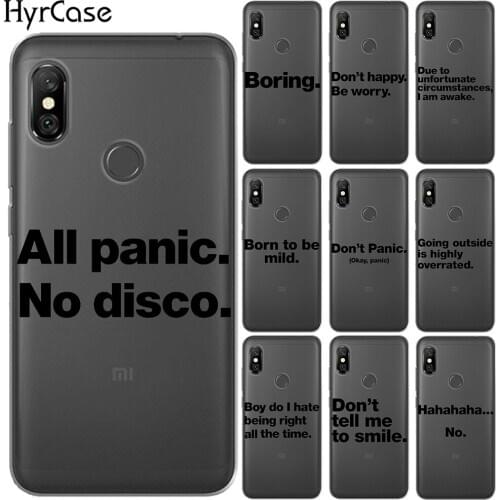 For Xiaomi Mi 9 A1 A2 A3 8 Pro 5X 6X Cover All panic No disco English Quotes Case For Redmi K20 Pro Note 10 4 4X 5 6 7 8 Pro