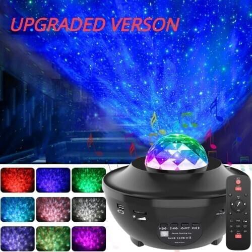 Colorful Starry Sky Projector Night Light Ocean Wave Star Projector Ambiance Lamp with Bluetooth Music Speaker for Bedroom