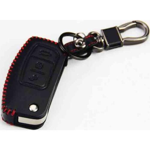 DNHFC For Ford Focus 2 2005-2010 Ecosport Fiesta Leather Key protection decoration Car Accessories Car-styling