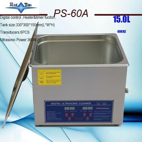 Globe 110V/220V Bath CleanerPS-60A 40KHz Ultrasonic Cleaner 15L Stainless Steel Washing Machine Cleaning Machine