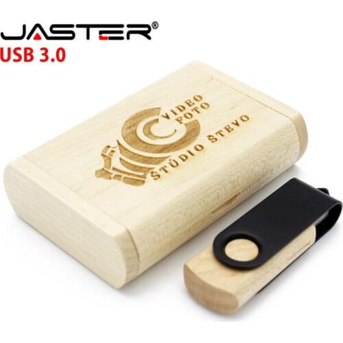 JASTER Usb 3.0 wooden stick+metal swivel clip costom logo 4-64GB flash drive for wedding photography (over 10pcs free logo)
