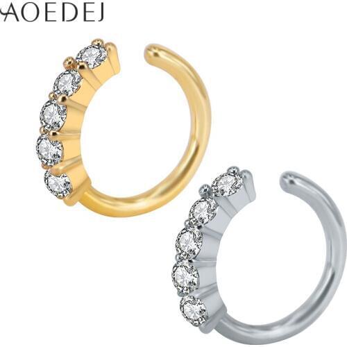 AOEDEJ Crystal Nose Ring Hoop Gold Color 8mm Nose Piercing Jewelry Tpyes Helix Cartilage Earrings Piercing Nez Tragus Piercing