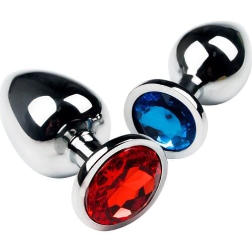 Metal Anal Plug Sex Toys For Couples Stainless Smooth Steel Butt Plug Tail Crystal Jewelry Trainer Adults Anal Sex Products Shop
