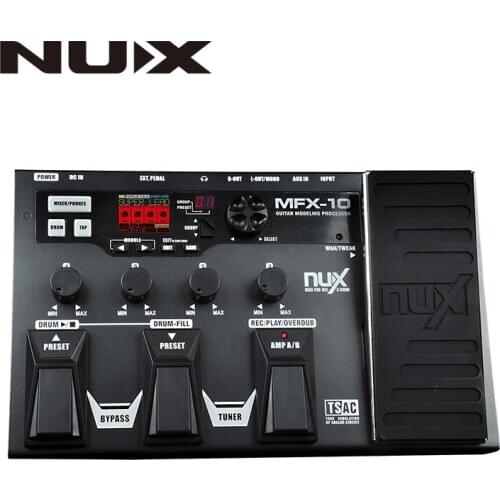 NUX MFX-10 Multi-Effects Processor Guitar Pedal, 55 Effect types, AUX-in, LCD Display