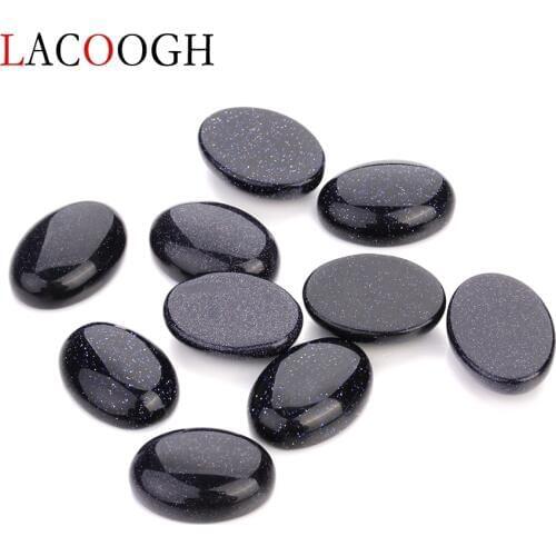 Wholesale Bulk 10pcs 10*14mm 13*18mm Oval Flat back Blue Sandstone Cabochons Beads Natural Stone Beads for DIY Jewelry Findings