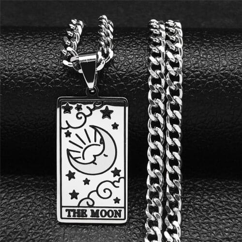 Tarot FORTUNE Hand Stainless Steel Pendant Necklace Women/Men Silver Color Geometry Necklace Jewelry collier inoxydable N4534S02