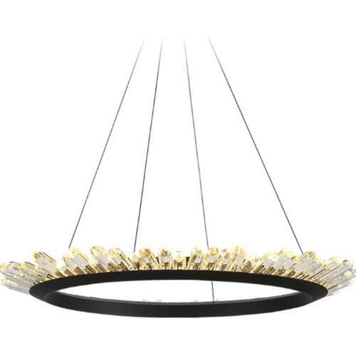 Post-Modern Luxurious K9 Crystal Crown Iron Led Pendant Light for Foyer Dining Room Bedroom 50/60/80/200cm Suspension Lighting