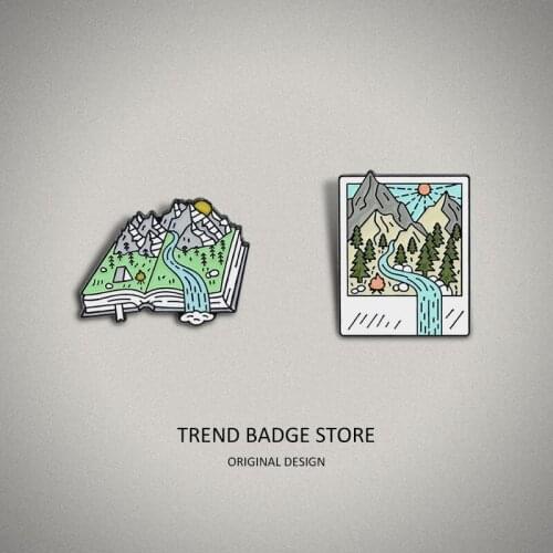 Mountain Trail Tent Campfire Enamel Label Pins, Camping Creative Brooch, Cowboy Bag Versatile Fashion Badge Accessories