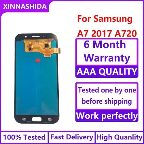 100% Super AMOLED LCD For Samsung Galaxy A7 2017 A720 A720F SM-A720F LCD Display Touch Screen Digitizer Assembly