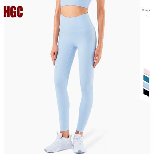 HGC Sport Leggings Women High Waist Fitness Yoga Pants Squat Proof Tummy Control NO Front Seam Naked-feel Fabric Sexy GYM Tights
