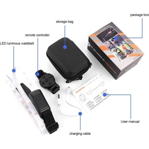 LED Bicycle Light Wireless Remote Control LED Warning Lamp Outdoor Night Riding Running Safety LED Waistbelt Lamp