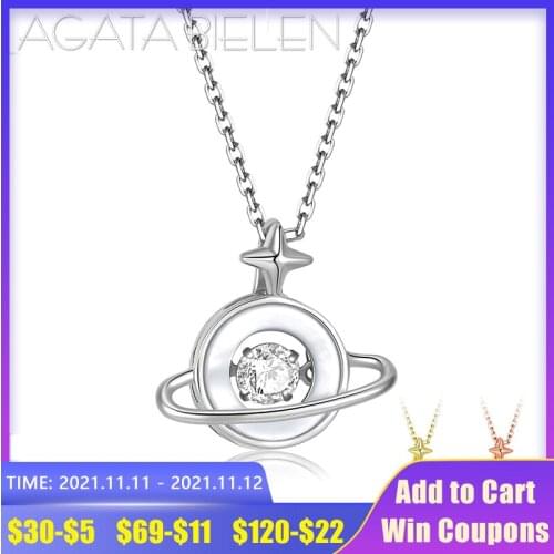 Mysterious Universe Planet Shell Choker Necklace for Women 925 Sterling Silver Rose Gold Shinning Zircon Fine Jewelry Necklace