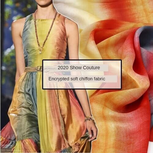 145 * 100cm Spring and Summer Swimsuit Fabric Rainbow Gradient Digital Spray / Painting High-Grade Chiffon Garment Material