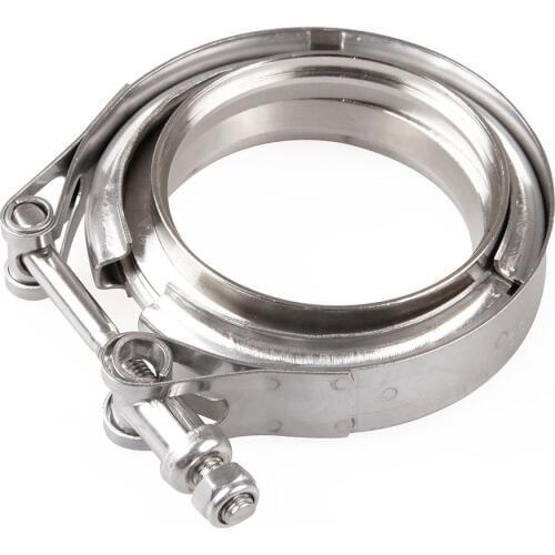 2.5" V-Band Clamp With 2 Flange Fit For All Style Exhaust System Stainless Steel Turbo Exhaust Downpipe