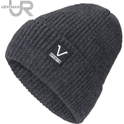 New Unisex Hat V Sports Warm Winter Hat Stylish Add Fur Lined Soft Beanie Hat Thick Winter Hats For Women Men Knitted Hats