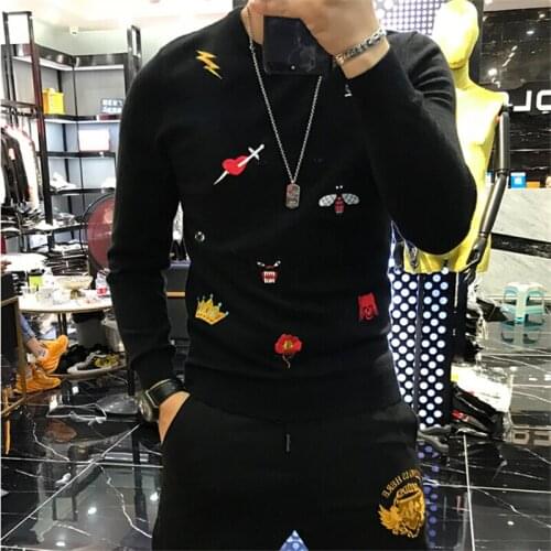 High quality Mens O Neck Sweater d Autumn Winter Christmas Pullover Knitted Jumper Sweaters Slim Fit Male Clothes