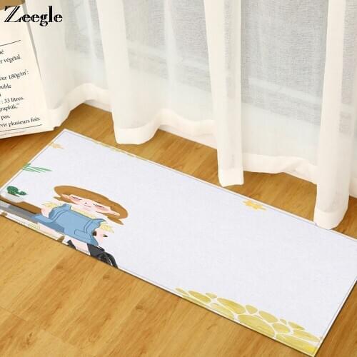 Zeegle Carpet Anti-slip Kitchen Floor Rug Absorbent Hallway Carpet Flannel Soft Bedside Carpet Mat Washable Kids Room Area Rug