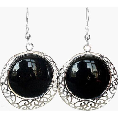 Green Natural gem Stone chinese character longevity happy love forture lucky earring jewelry Natural bread big earrings