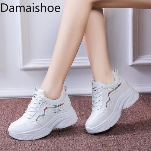 Height Increasing Insole Womens Shoes 2021 Spring and Autumn Platform All-Matching Casual Sneakers Versatile Korean White Shoes