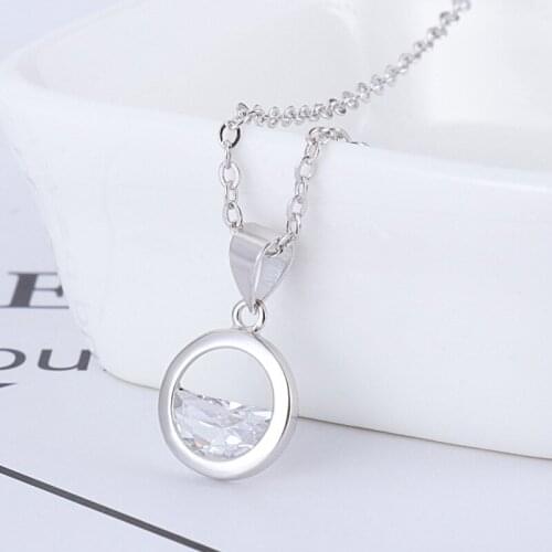 Bijoux Femme Real Silver Color Long Circle Zirconia Choker Necklaces For Women Wedding Jewelry kolye collares colar