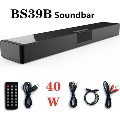 40W Big Power Soundbar Bluetooth Speaker Multifunctional FM Home Theater Music Center LED Display for TV PC Computer subwoofer