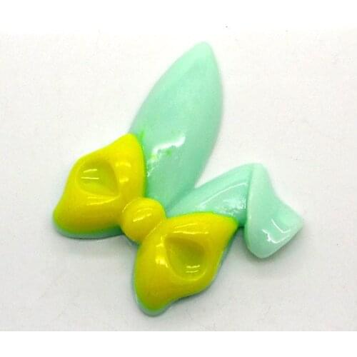 10 Green Yellow Lovely Resin Rabbit Head Bow Decoration Crafts Beads Flatback Cabochon Scrapbook DIY Embellishments Accessories