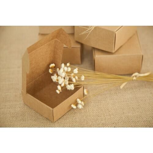 1000pcs 5.5*5.5*2.5cm Brown Kraft Paper Box For Candy/food/wedding/jewelry Gift Box Packaging Display Boxes Diy Necklace Storage