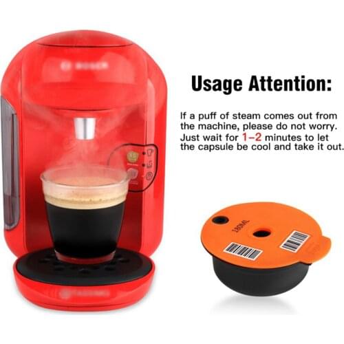 2x Refillable Reusable PP Coffee Capsule Filter w/ Slicone Lid Fit for Bosch Tassimo Coffee Maker 180ml Capacity