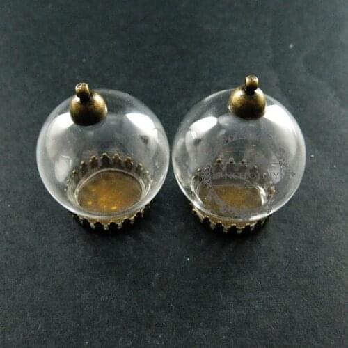 30mm round bulb vial glass bottle with 20mm open mouth DIY pendant charm supplies 1810291