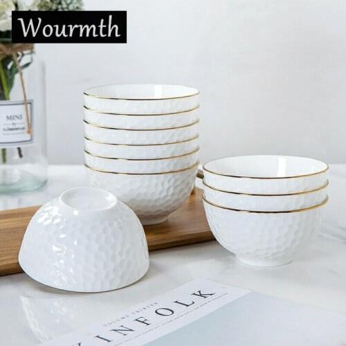 4 pcs Bowl Phnom Penh Embossed Rice Bowl high-quality Bone china 6 inch Soup Bowl Creative Dinner plate Set Dinnerware Porcelain