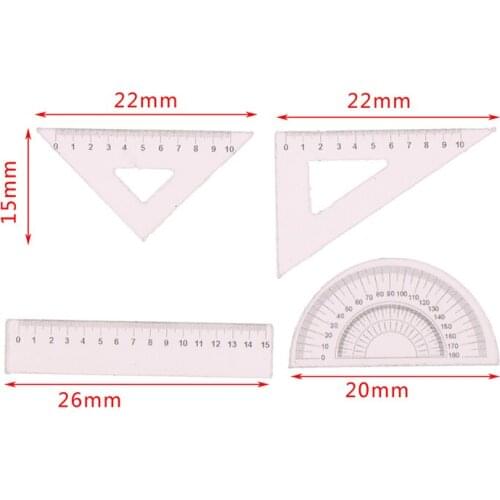 4Pcs 1:12 Dollhouse Miniature Ruler Set Learning Drawing Simulation Model Toy