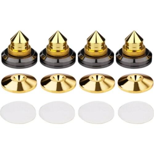 4pcs loudspeakers Spikes Loudspeakers Stand Speakers Stand Feet Foot Pad Spikes Pure Copper Gold Box Spikes Cone Floor Foot Nail