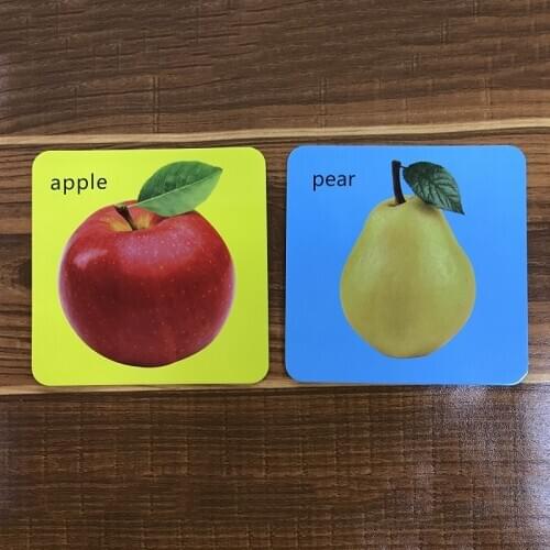 44Pcs/Set Thicken Fruit Vegetable English Flashcards Word Game Cognition Cards For Kids Baby 0-2-3-4 Years Old Teaching Aids