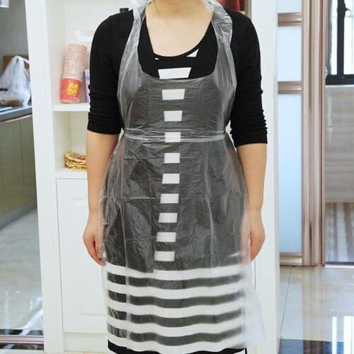 5Pcs Disposable Aprons Dustproof Plastic for BBQ Cooking Baking Painting Clear Plastic Polyethylene Pinafore Waterproof