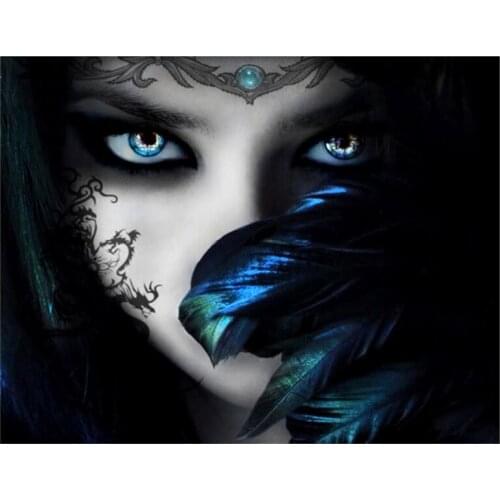 5D Diy Diamond Embroidery Beauty Eyes Feather Cross Stitch Kits Diamond Painting Full Square Round Rhinestones MosaicZP-4498