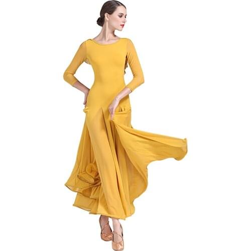 Ballroom Dance Long-Sleeve Dress For Women Competition National Standard Dance Waltz Dress Performance Costume