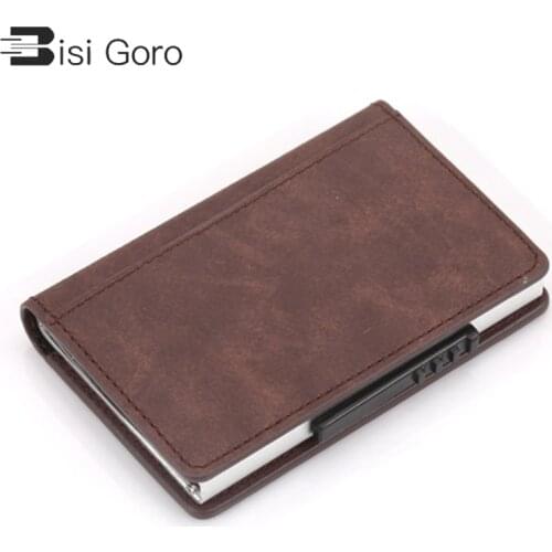 BISI GORO NEW RFID Blocking Card Holder Fashion Men Women Credit Card Wallet Metal Card Case Aluminum Slim Carbon Card ID holder