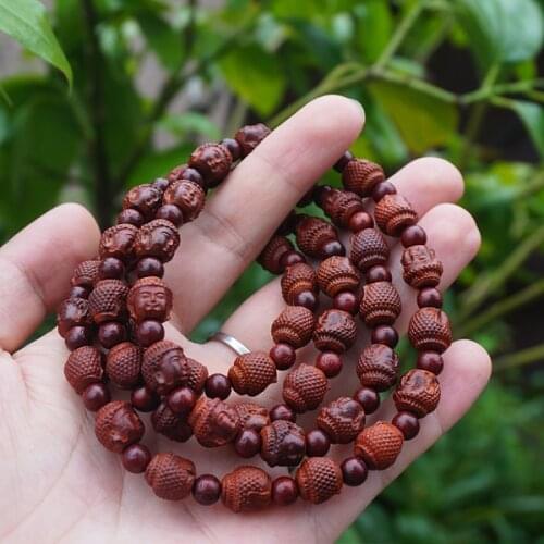 10mm Natural Sandalwood Beads Carved Guanyin 108 Mala Loose Beads Japa Prayer Bracelet or Necklace Meditation Beads Yoga Beads