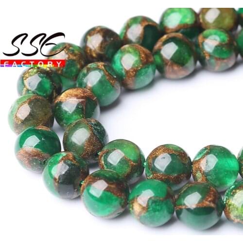 Green Cloisonne Round Stone Beads Natural Spacer Beads For Jewelry Making DIY Bracelet Accessories 15'strand 6/8/10mm Wholesale