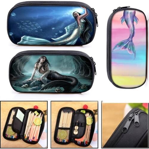 Cartoon Anime Mermaid Princess Girl Cosmetic Bag Shopping Travel Coin Purse Student Learning Pencil Bags