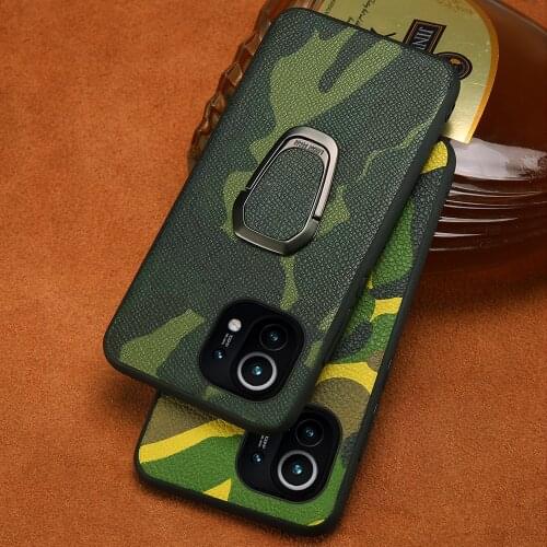 Genuine Camouflage Leather Case for Xiaomi Mi 11 10T Lite 8 9 9T 10 Pro Poco X3 M3 Cover For Redmi Note 9 Pro 9S Note 8 Pro 8T 7