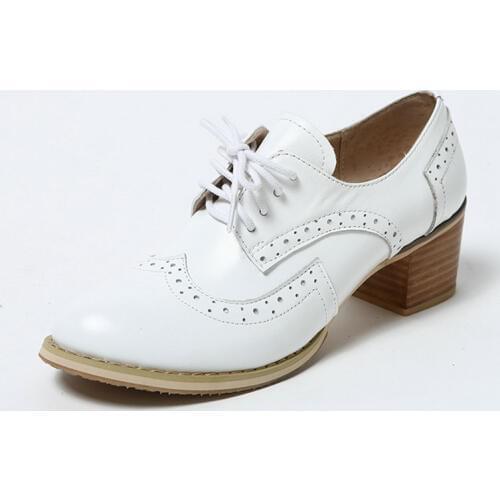 Wine red Black Vintage Creepers Genuine Leather Oxford Shoes For Women Round Head Lace-up Bullock Shoe Ladies Leisure Single Sho