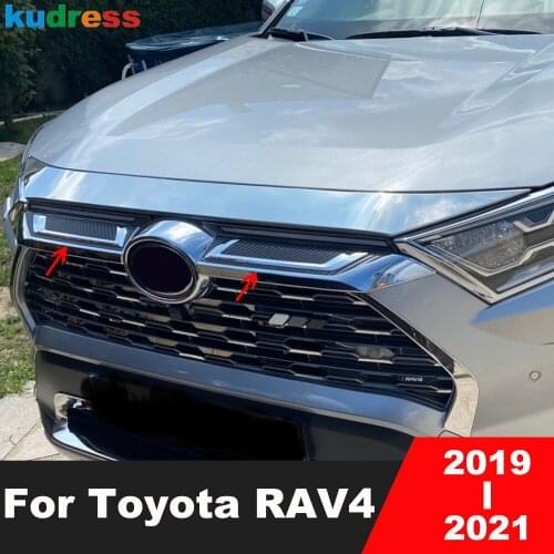 Front Upper Grill Cover Plate For Toyota RAV4 RAV 4 LE XLE 2019 2020 Carbon Fiber Car Head Grille Decorative Covers Stickers