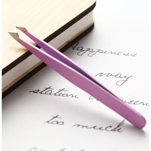 Ontharing Pincet Roestvrij Staal Wenkbrauw Pincet Roze Schuine Zwart Tip Punt Gezicht Onschadelijk Make-Up Beauty Tool Sliver Ne