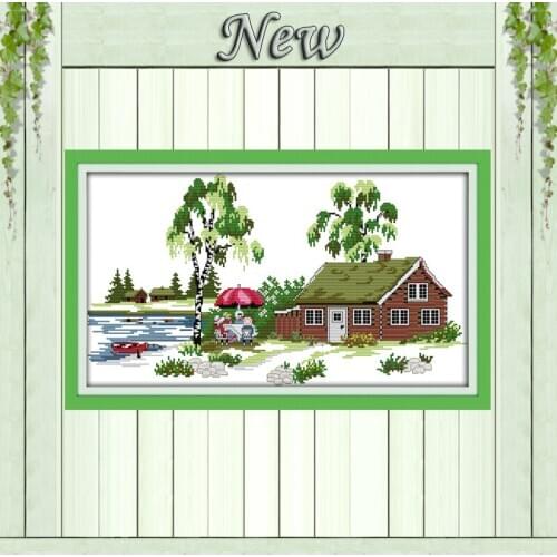 The seaside for a holiday decor paintings Counted print on fabric DMC 14CT 11CT DIY Embroidery Sets Cross Stitch Needlework kits