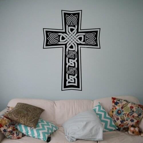 Celtic Cross Wall Decal Vinyl Celtic Ornament Wall Sticker Home Interior Bedroom Decor Wallpaper Wall Scandinavian Design B492