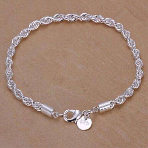 Fashion Unisex Classic Simple Twisted Rope Shape Chain Bracelet Wristband Fashion Jewelry Gifts BL0275